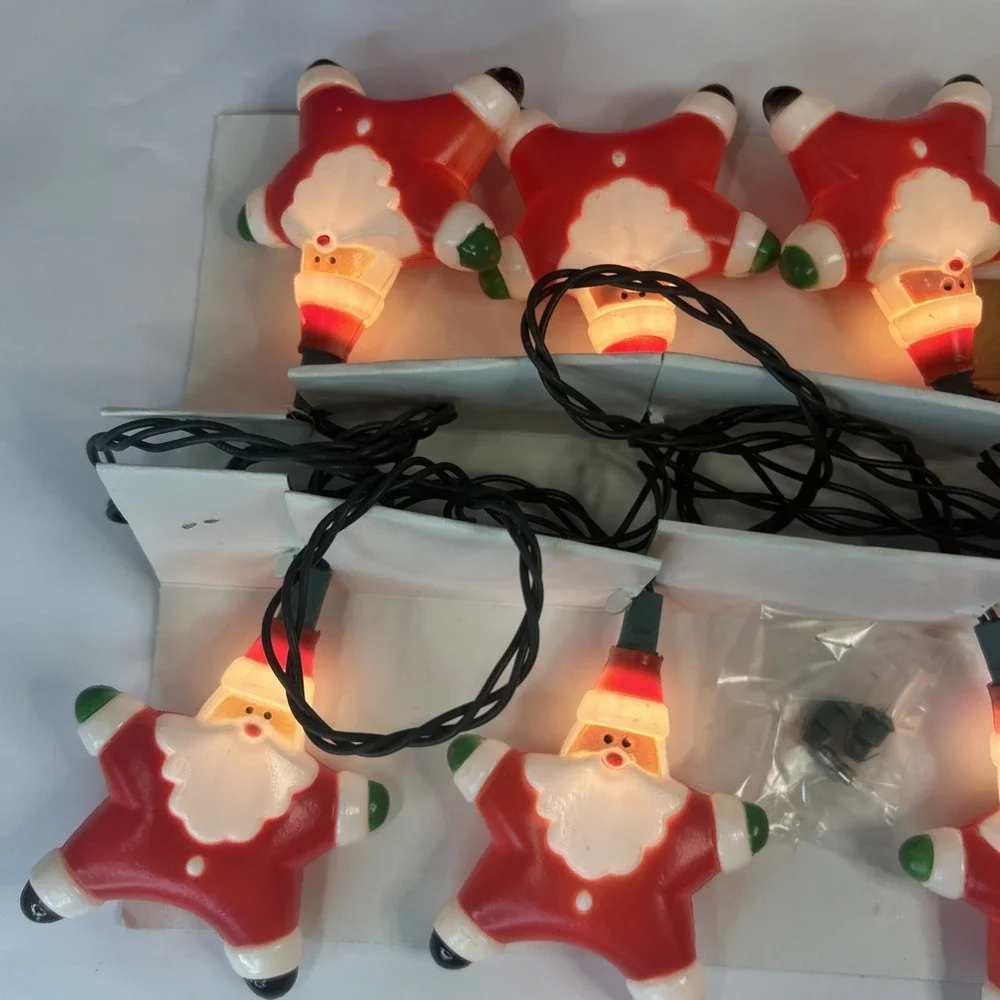 Vintage‎ Star Santa Christmas String Lights Indoor/Outdoor Clear Bulbs 1995